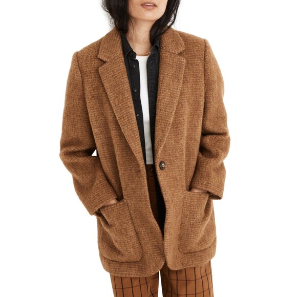 Madewell Larsen Boucle Knit Blazer Toffee Wool Alpaca Women's size X Small - Picture 7 of 9